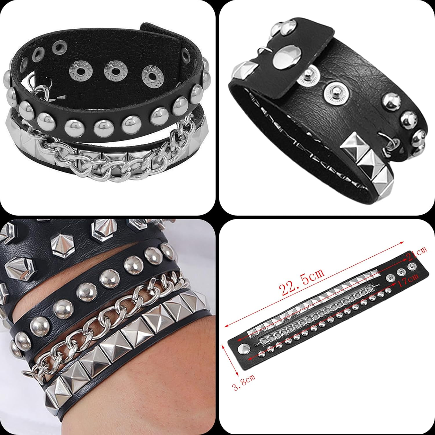 Emo Y2K Indie Grunge Studs Spiked Bracelet Goth Jewelry Accessories for Cool Roc