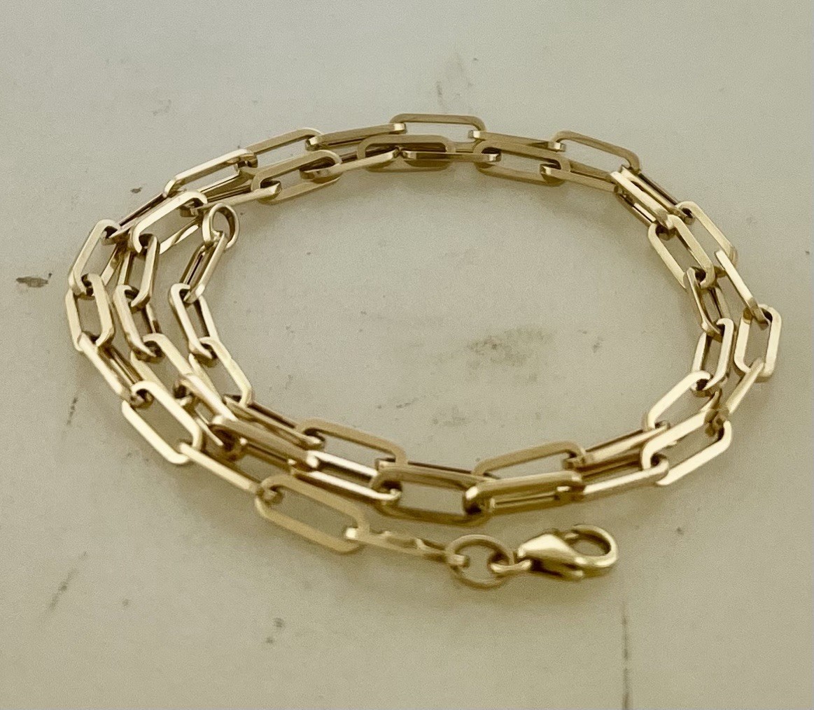 14k Yellow Gold Hollow Paperclip Women’s 16″ Inch Chain