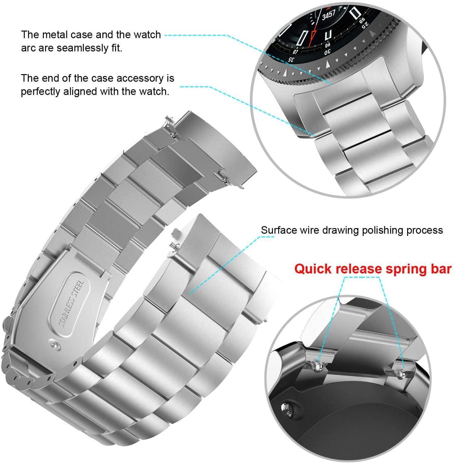 18/20/22/24mm Metal Watch Band Strap Replacement Stainless Steel Wrist Bracelet