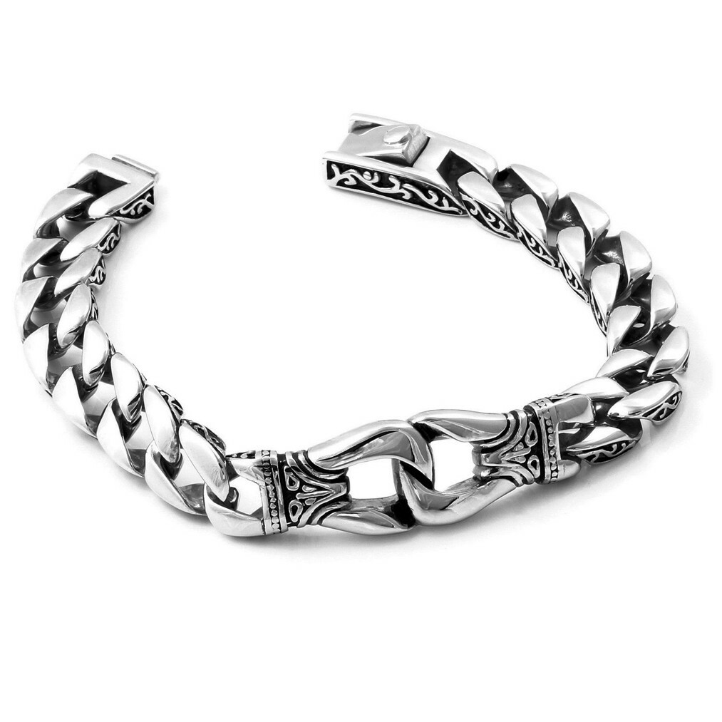 Mens Heavy Sturdy Stainless Steel Motorcycle Biker Chain Bracelet Wristband Gift