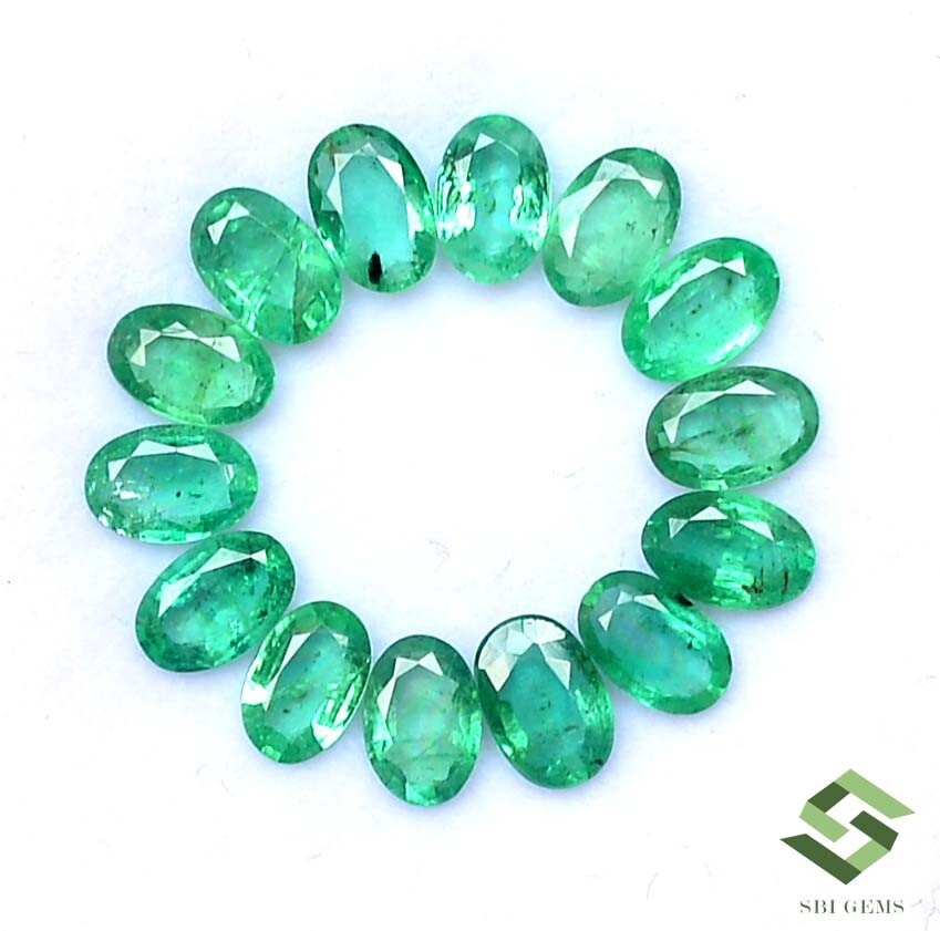 6×4 mm Natural Emerald Oval Cut Lot 14 Pcs 5.37 Cts Calibrated Loose Gemstones