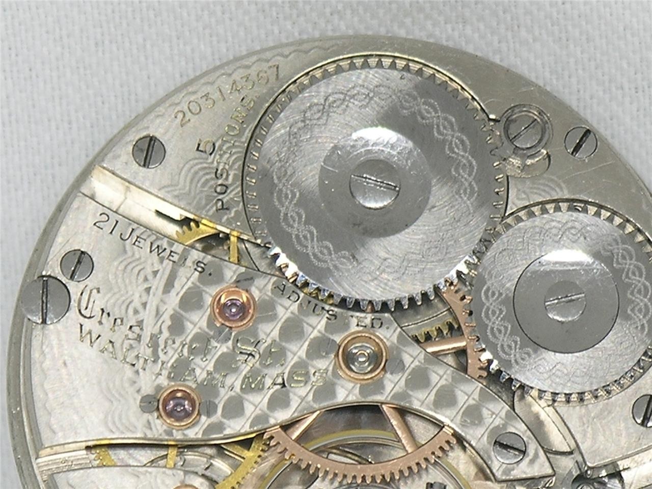 16S WALTHAM 21 JWL CRESCENT STREET WIND INDICATOR RAILROAD POCKETWATCH, RUNNING!