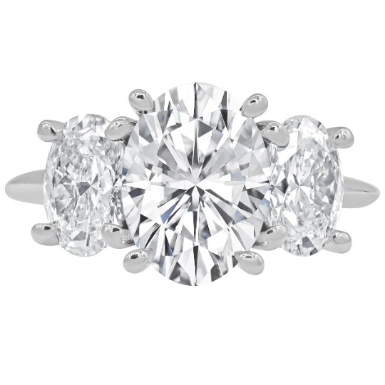 Oval Cut Three Stone Engagement Ring, Oval Cut Diamond Ring, IGI Lab Grown