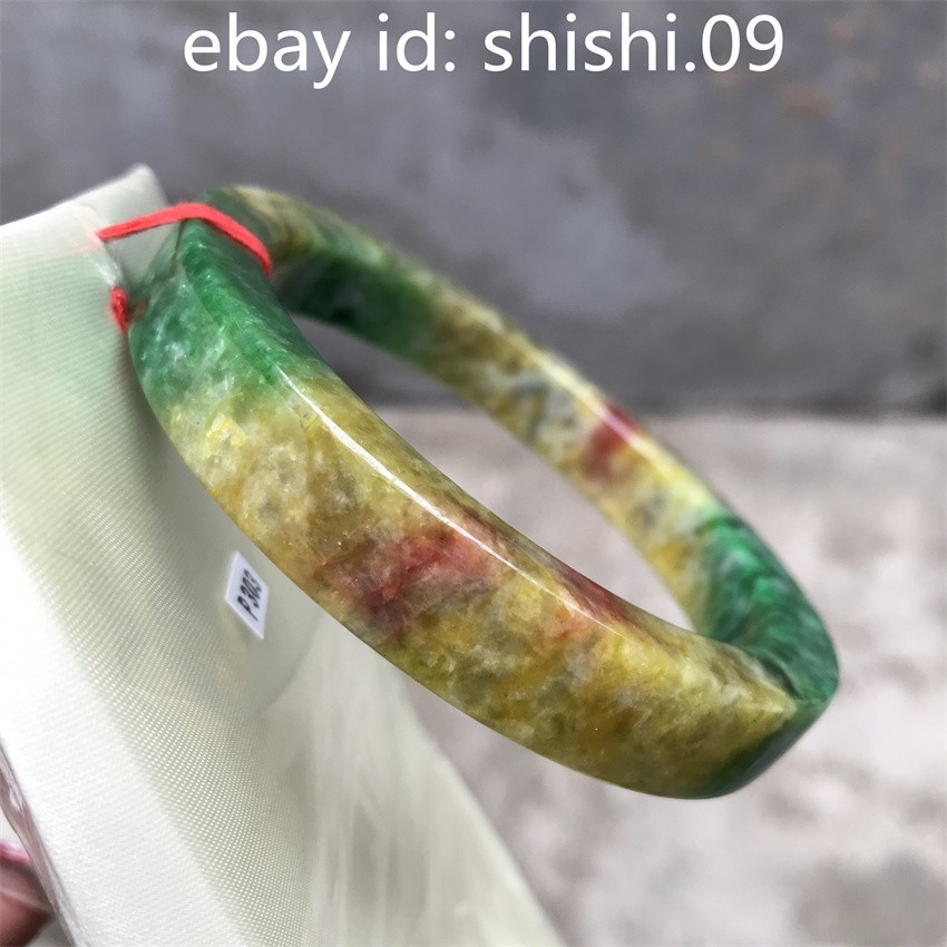 63.5MM Natural Green Yellow Jadeite Jade Bracelet Myanmar Emerald Jade Bracelet