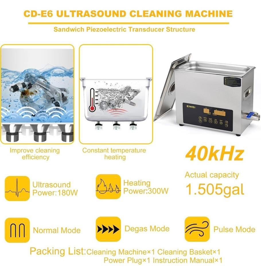 6L Ultrasonic Cleaner Dual-Frequency Professional Digital Stainless Steel Cle…