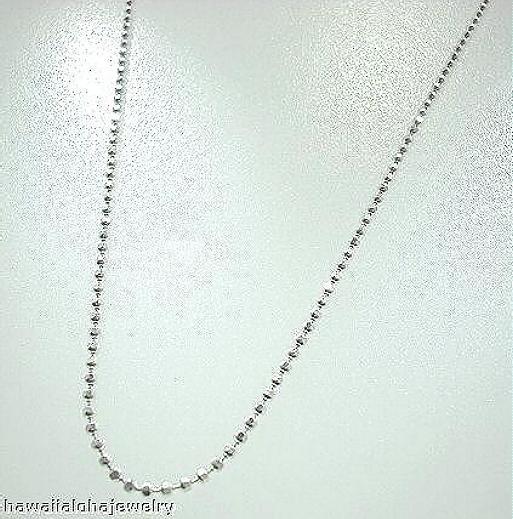 1.2mm Solid 925 STER Silver Italian Diamond Cut DC Round Bead Chain Necklace 18″
