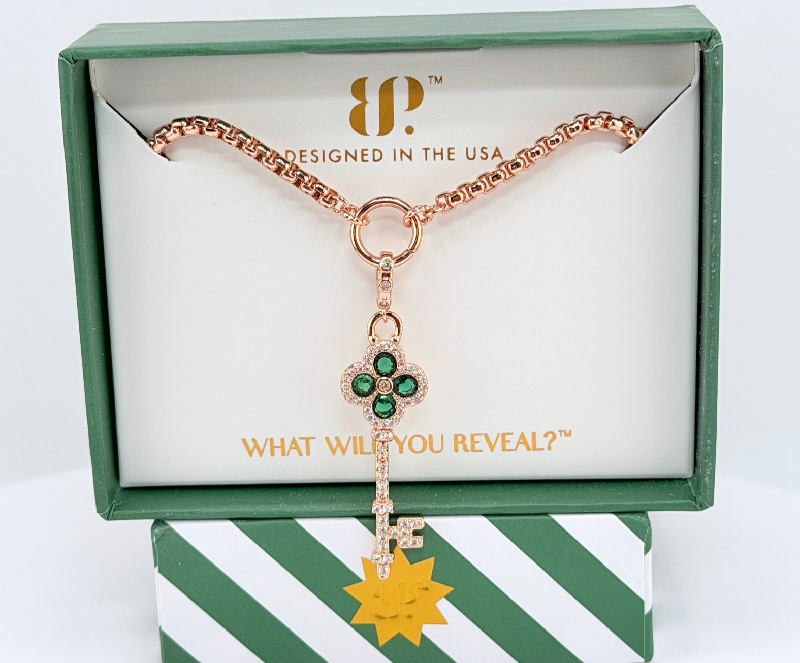 Bomb Party May 2026 Necklace “Unlocked With Class” KEY on Rose Gold