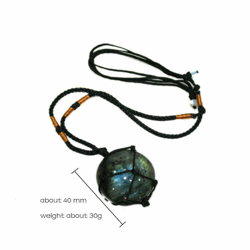 Labradorite Natural Irregular Stone Macrame Wrap Pendant Necklace Energy