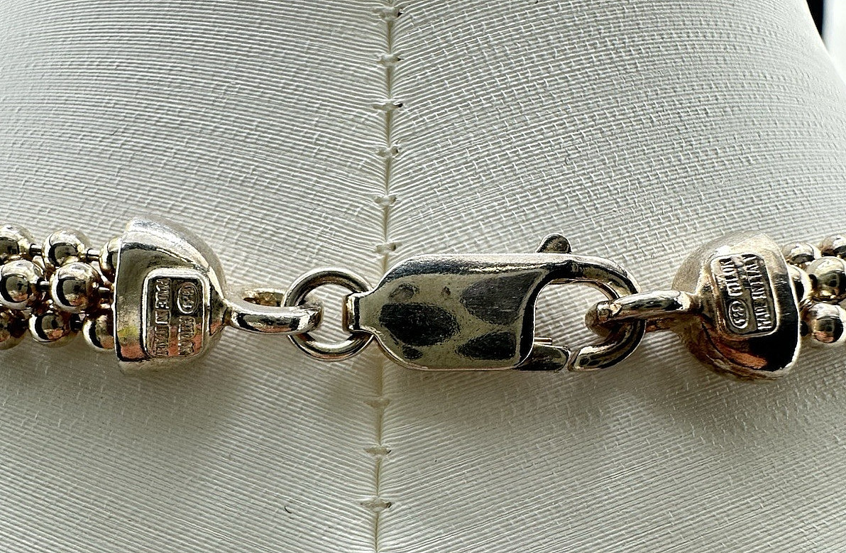 Vintage Milor Italian Multi-Strand Beaded Sterling Silver Necklace 18″