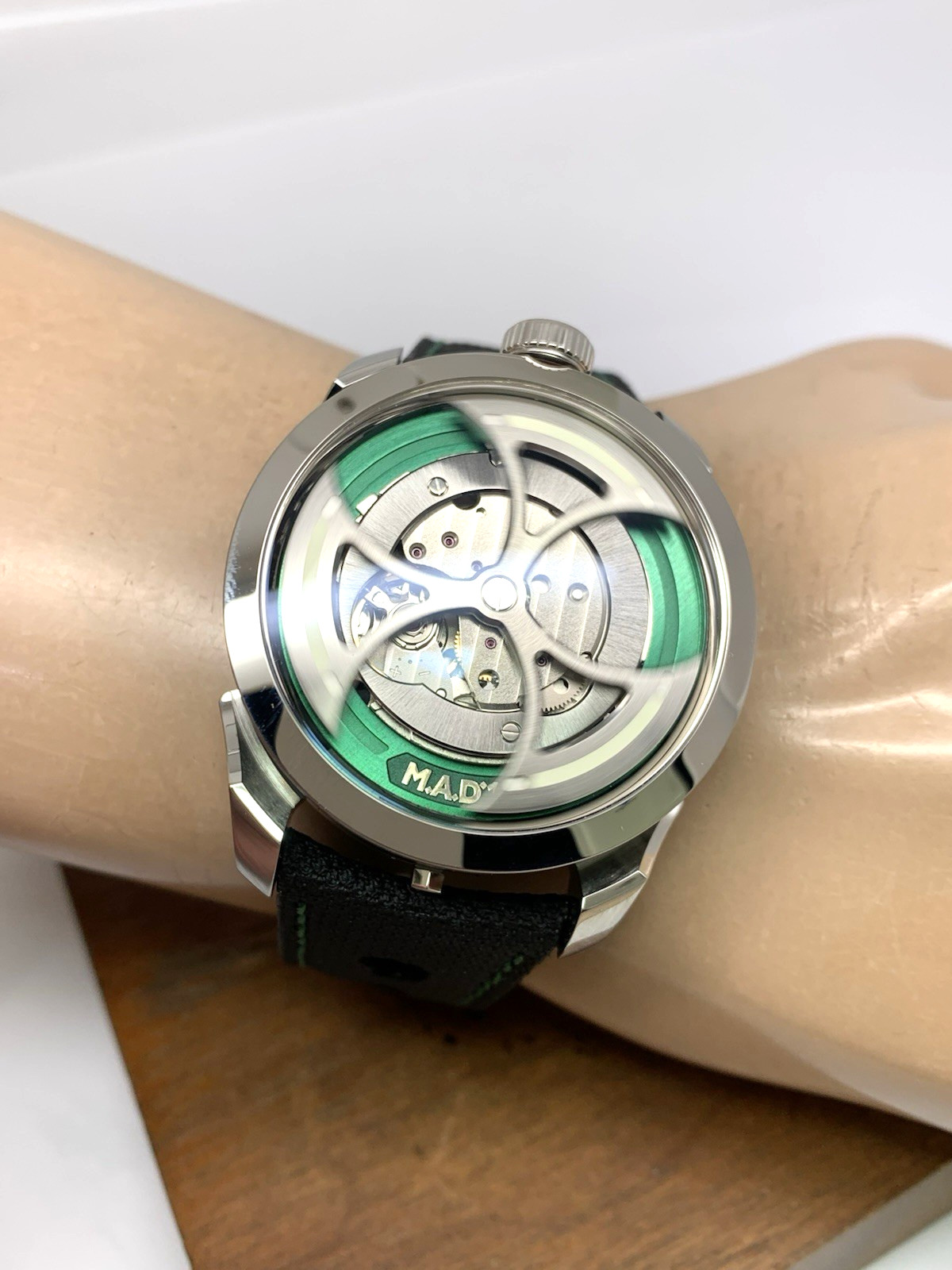MB&F M.A.D Edition Men’s Watch Swiss Automatic Green Skeleton Dial Rubber Strap