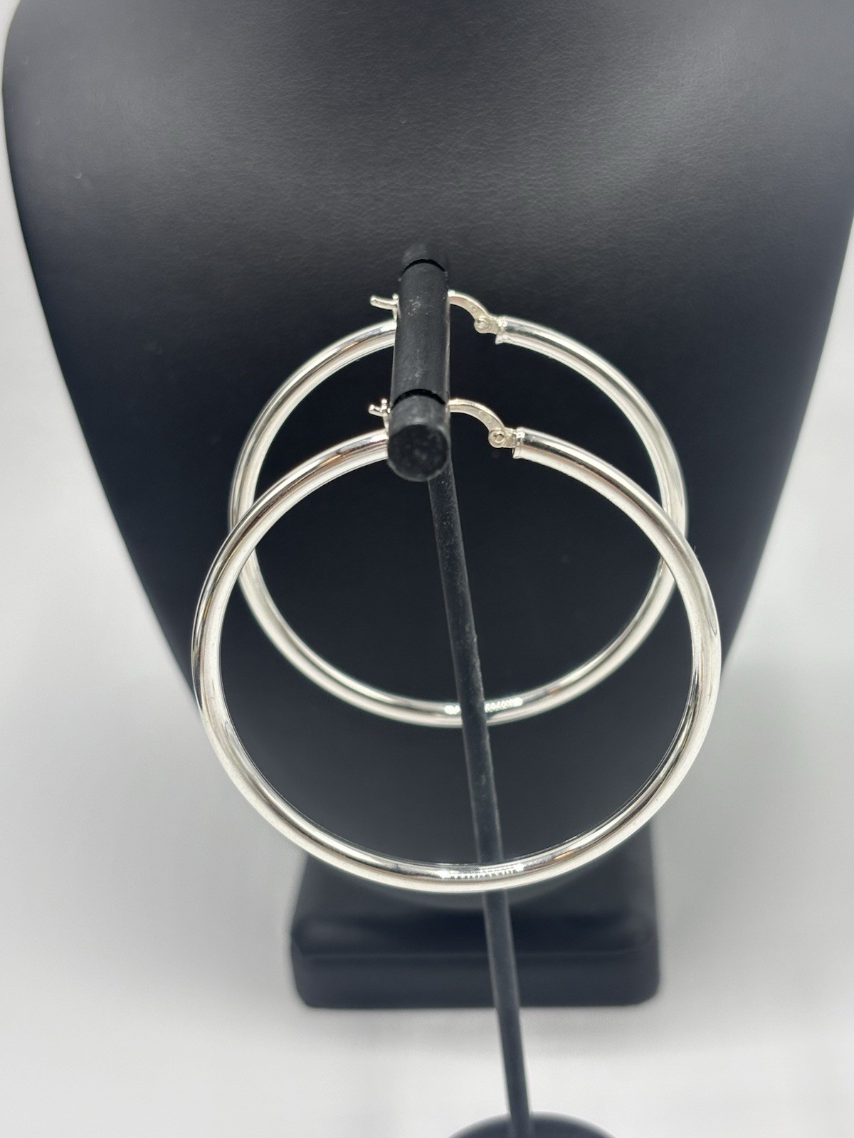 Sterling Silver Hoop Earrings 925 Statement Fine Jewelry 6.80g 2”