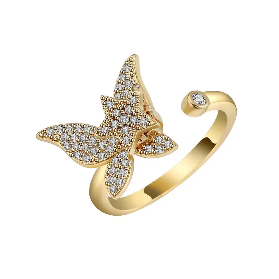 Viral Anxiety Spinner Ring Adjustable Women Stress Relief Fidget Gift Trend
