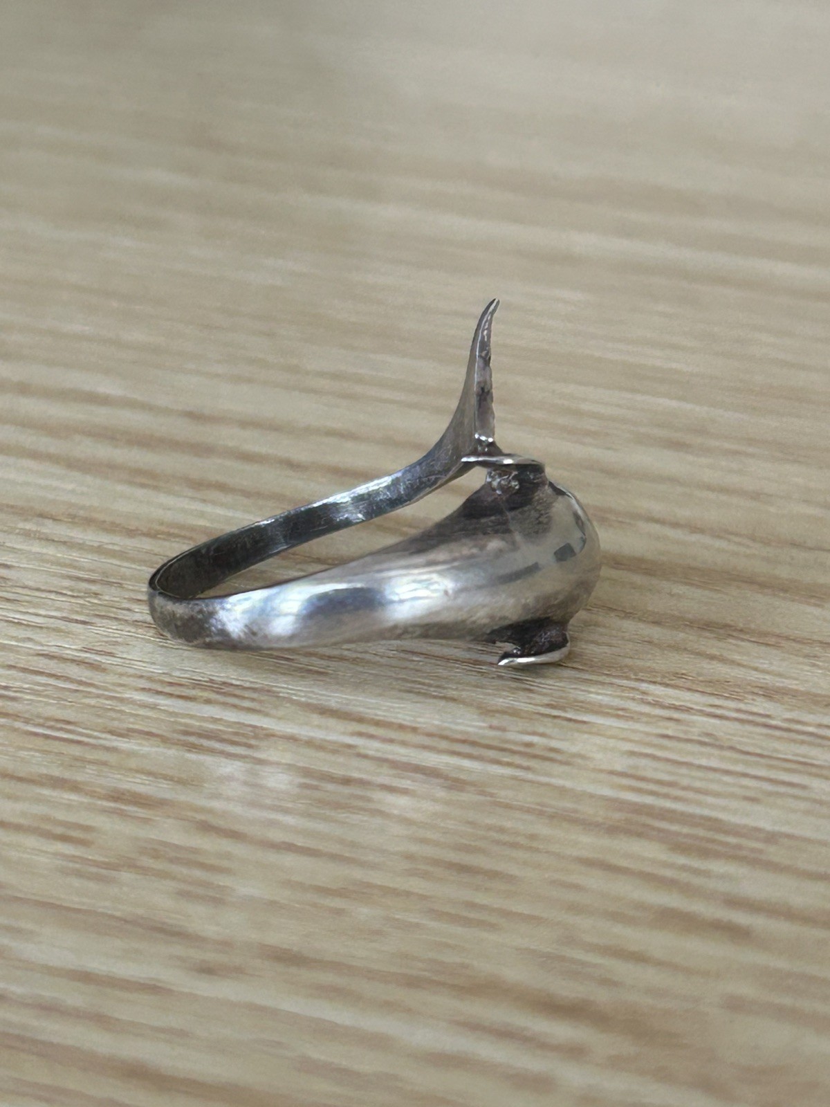 Vintage 925 Sterling Silver Dolphin Wrap Tail Ring Size 7 Unique Animal Jewelry