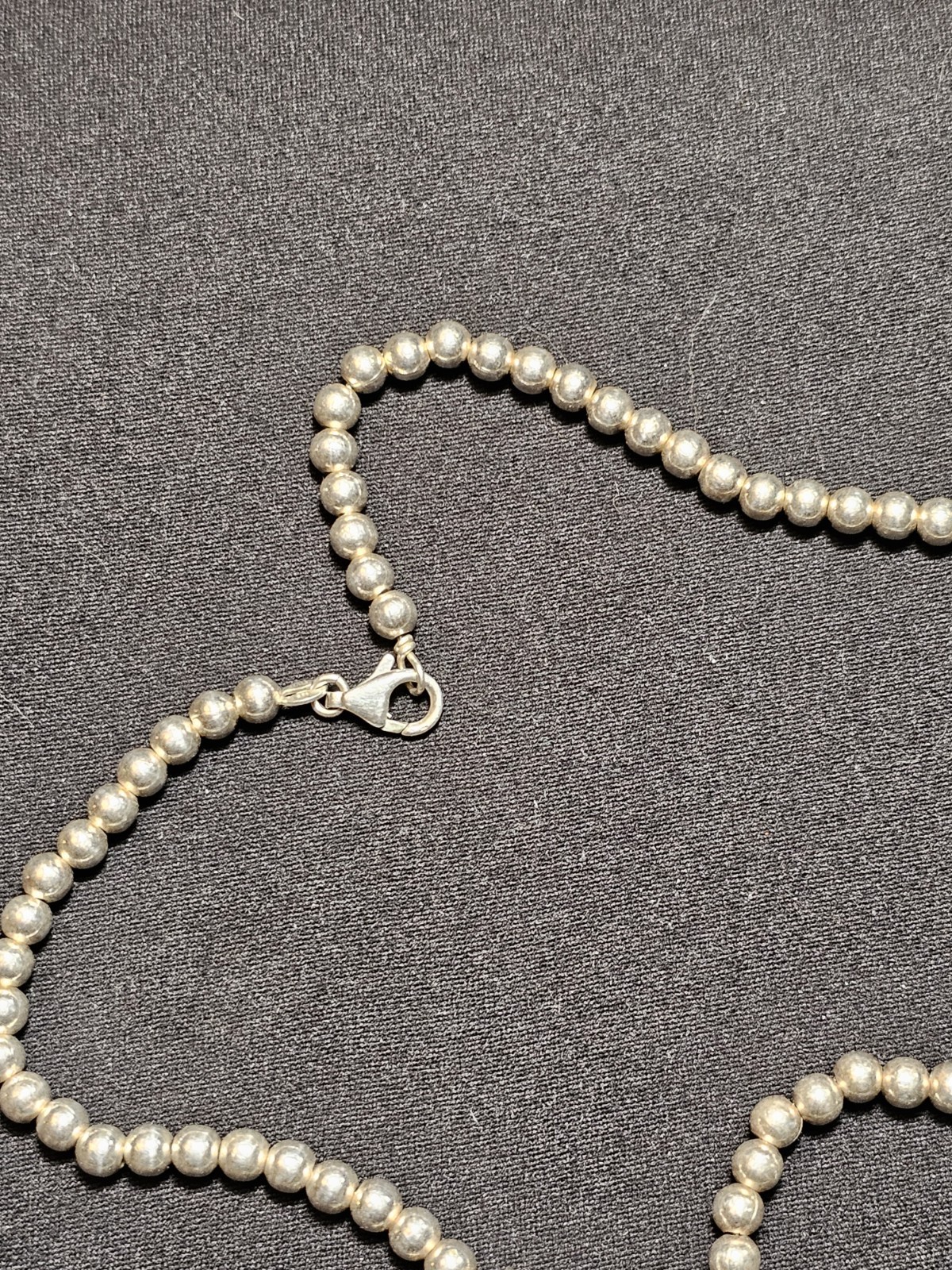 Italian Beaded Chain Little Boy Child Square Necklace & Pendant Silver .925 Y2k