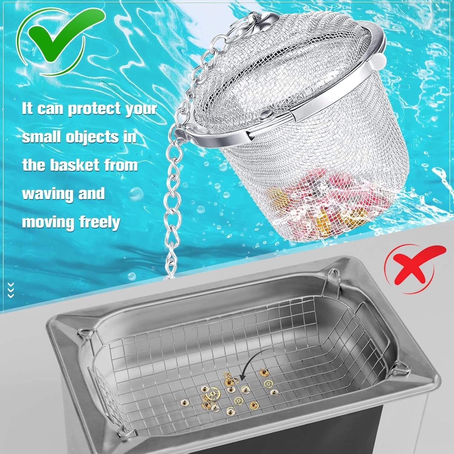 6 Pcs Jewelry Cleaner Baskets Stainless Steel Jewelry Steam Cleaner Baskets for