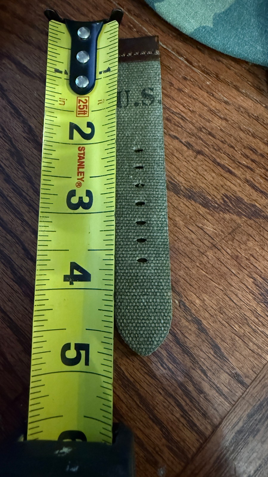 Custom Watch Strap US Military Olive Drab Canvas Leather 20 mm