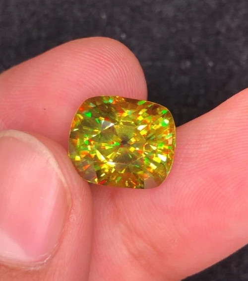 6.50+ Ct Natural Full Fire Sphene Titanite Cushion Cut Gemstone For Jewellery