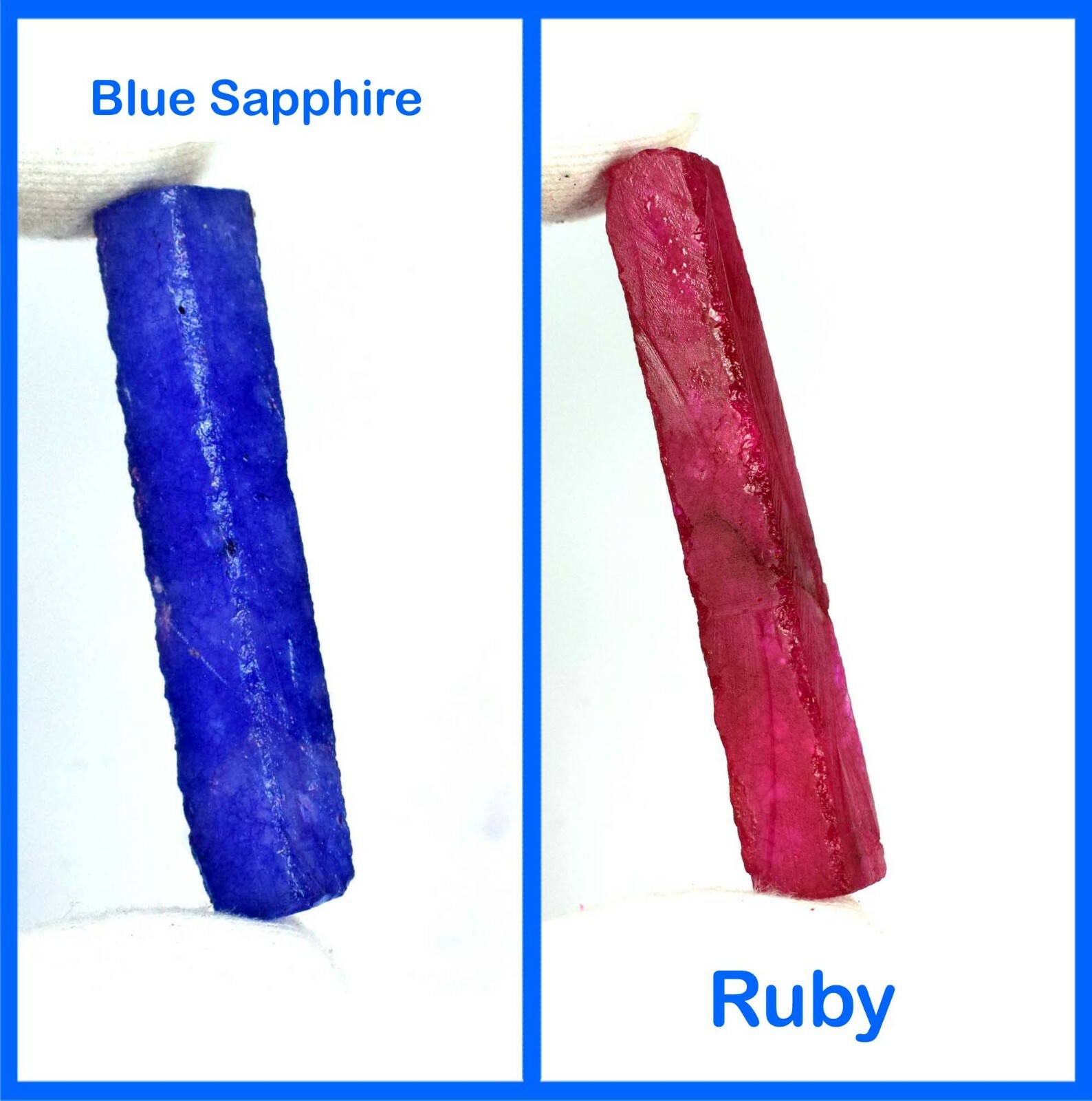 Natural 120 Ct+/65 mm African Ruby & Blue Sapphire Gemstone Slice Rough Pair