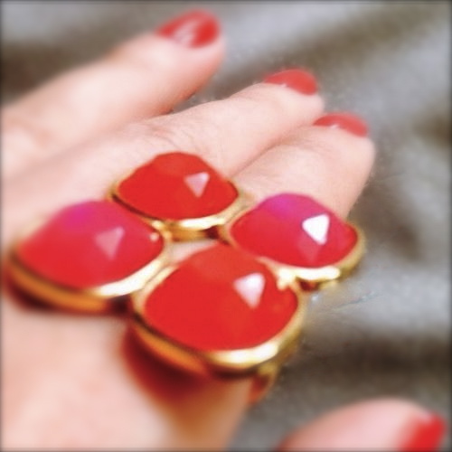 KATE SPADE NEW YORK RARE PINK ORANGE LOGO CONNECT FOUR MOD RING 6 SQUAD MODERN