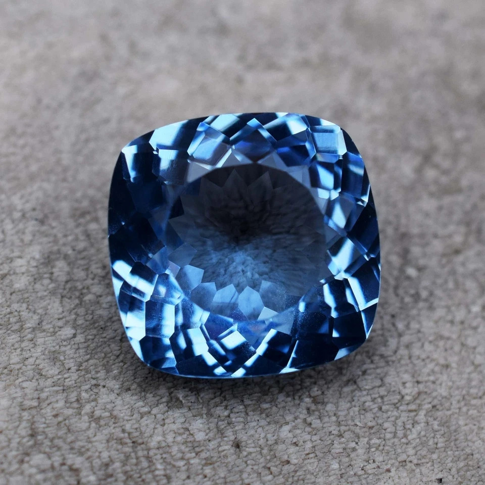 18.80 CT Natural Sky Blue Aquamarine Cushion Cut Certified Gemstone From Brazil