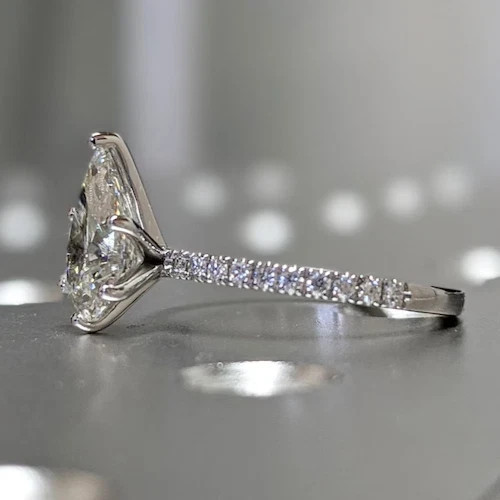 IGI 4 Ct Pear-Cut EF/VS1 Lab Grown Diamond Solitaire Wedding Ring 14K White Gold
