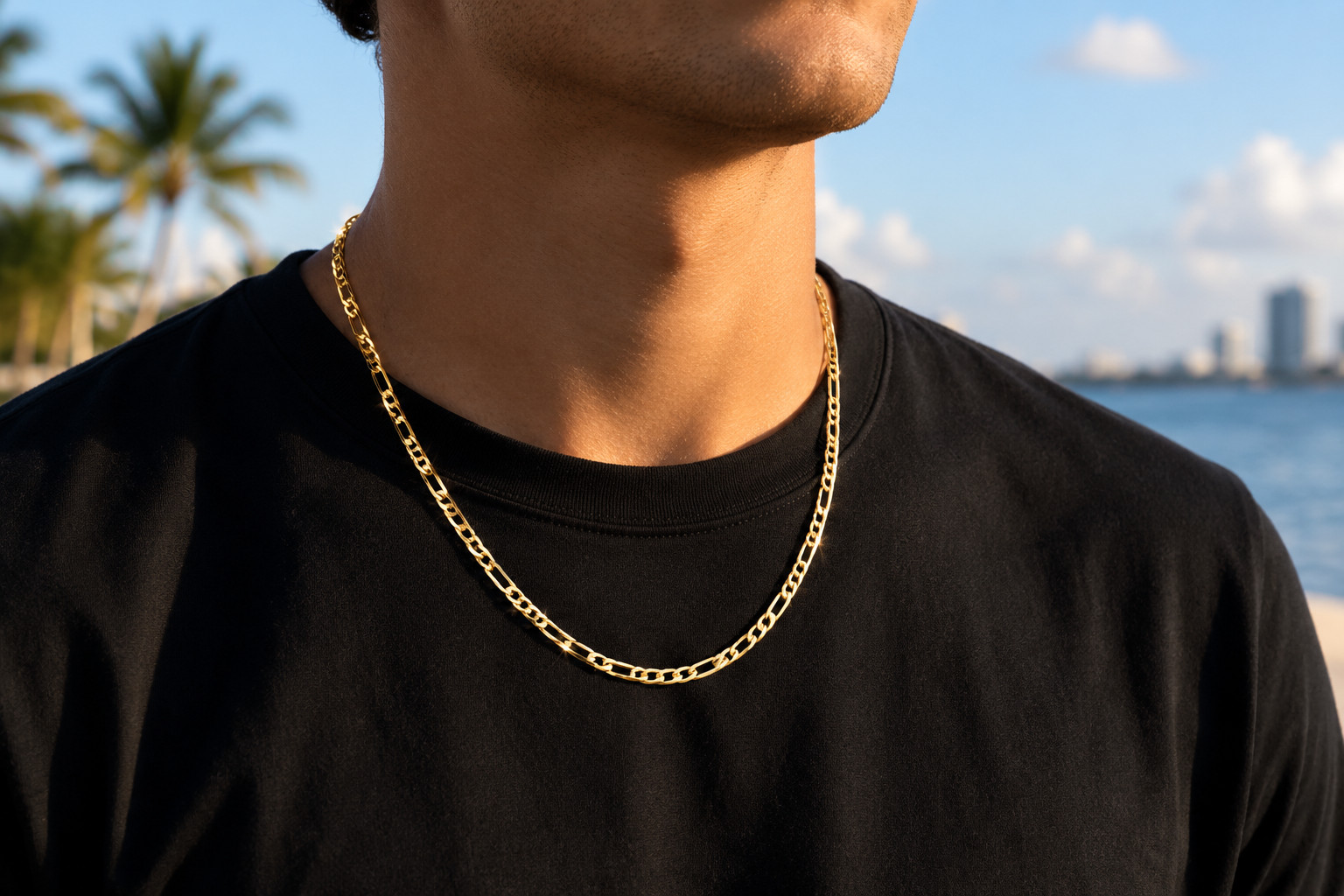 18k Gold Filled Diamond Cut Mariner Necklace 19.5” Long