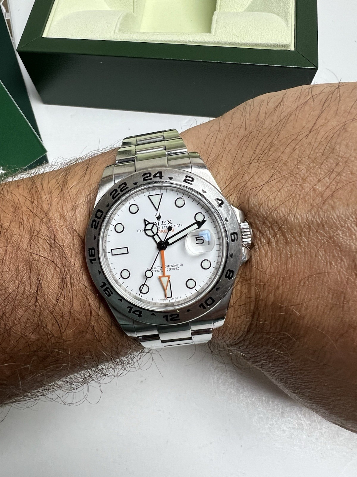 Rolex Explorer II 216570 42MM White Polar Dial Oyster Steel Box