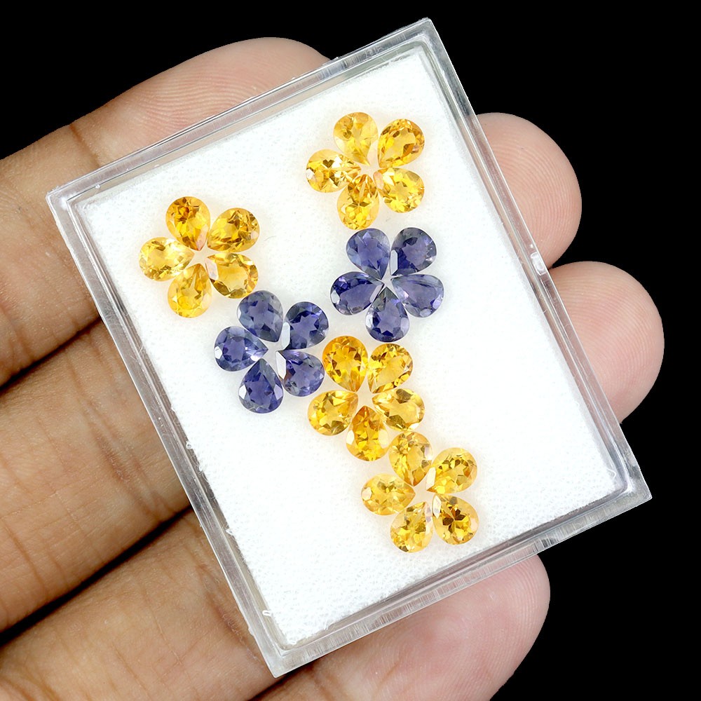 Pear Cut Natural Yellow Citrine Iolite 8.29ct 5x4mm 30pcs Lot Gemstone