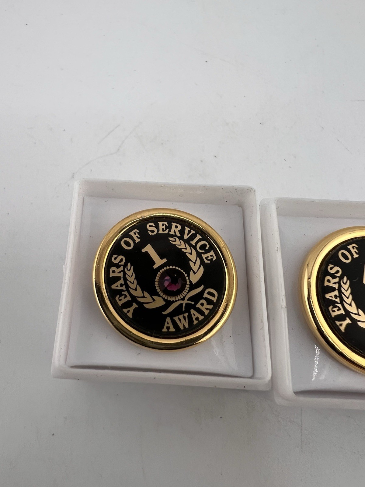 Brown Industries 1,4,5 Years Of Service Award Blue/Green/Purple Rhinestone Pins