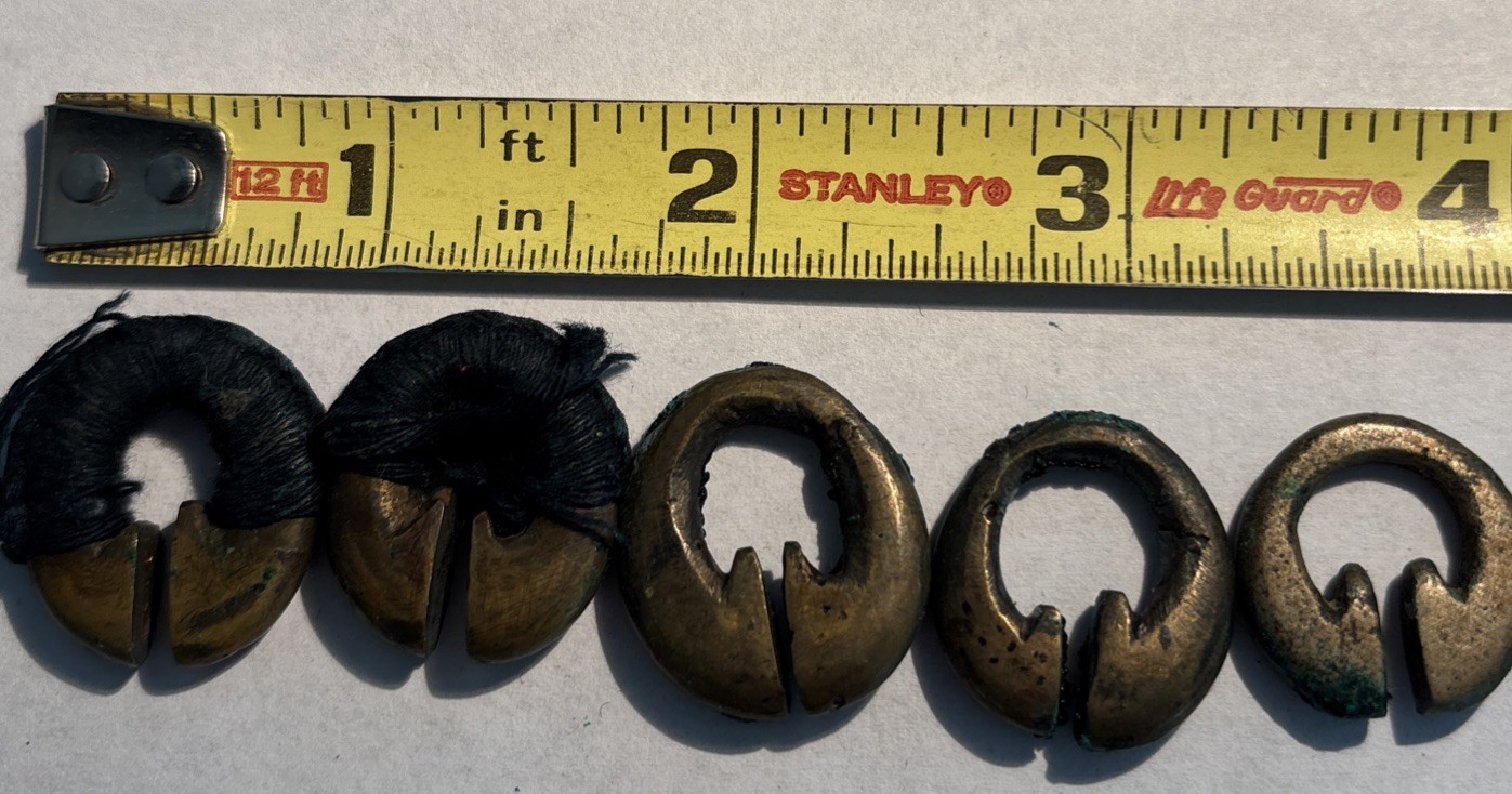 Lot of 5 Brass Beads Igorot Lingling-O Philippines Vintage Handmade