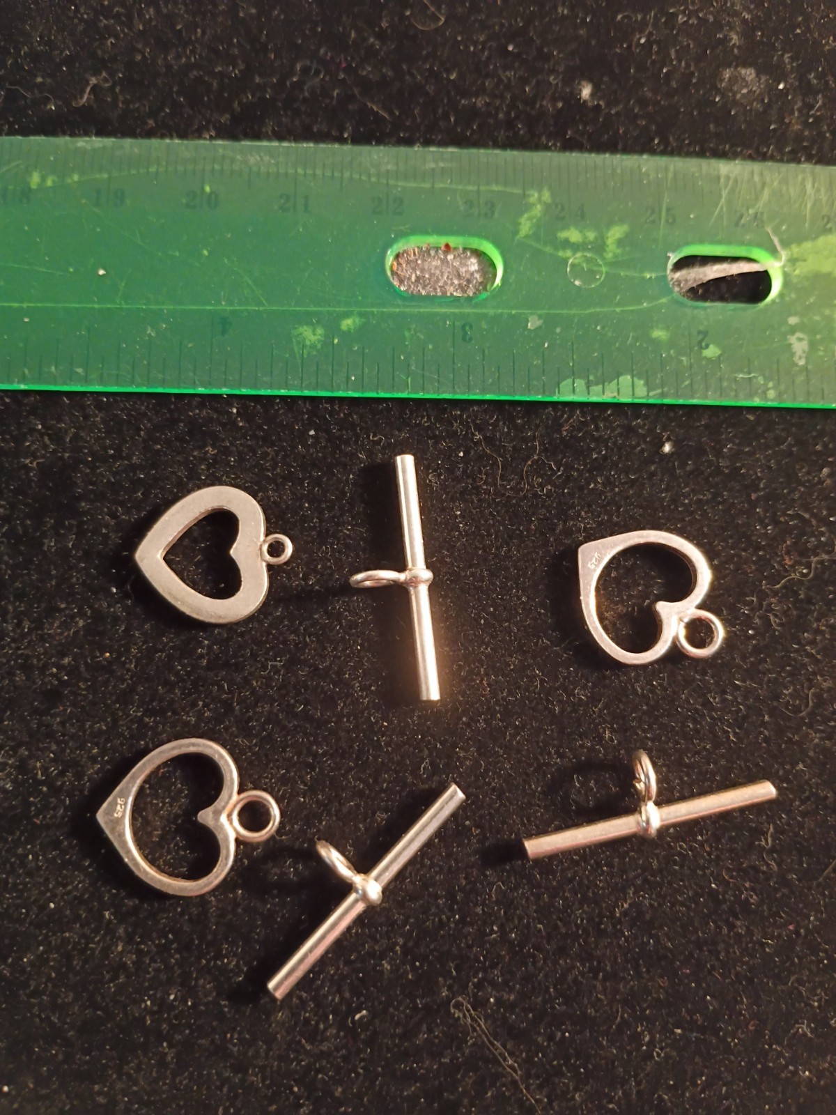 Sterling Silver Love Heart Toggle Clasps 3 Sets. It#25