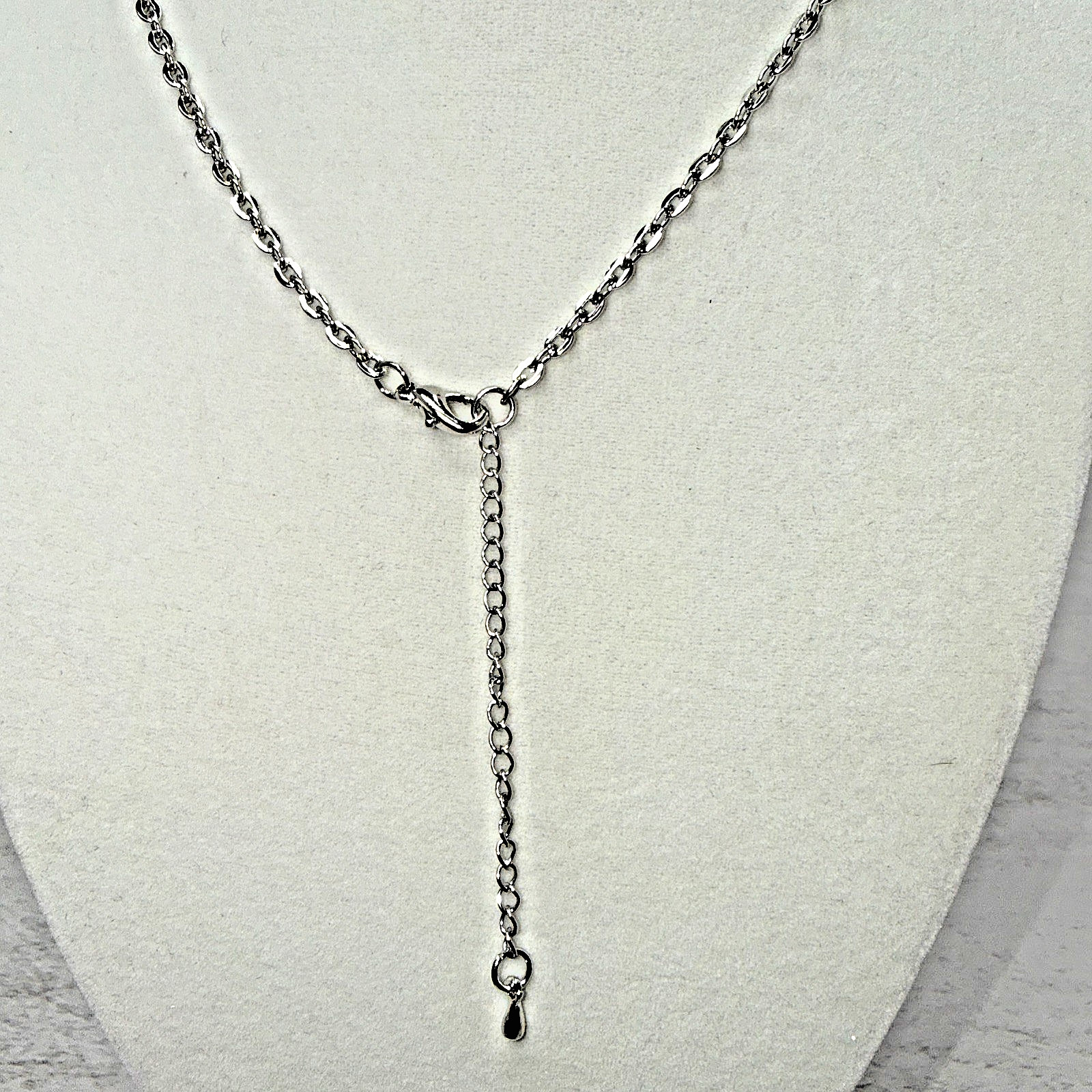 Silver Tone Openwork Ornate Butterfly Pendant Necklace Black Rhinestone Accent
