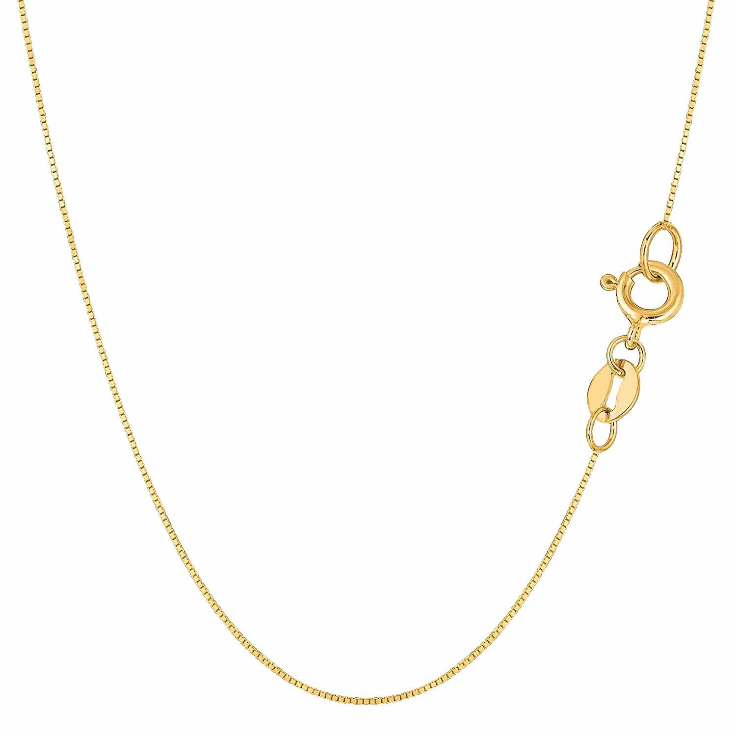 Box Chain 14K Solid Yellow Gold 0.6-2.5mm Men Women Necklace Chain Italy 16″-30″