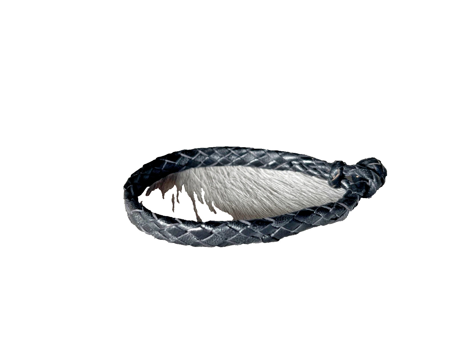 Western Mens Bracelet 9 x 3/8 in Flat Braid Leather Knot Cowboy Black