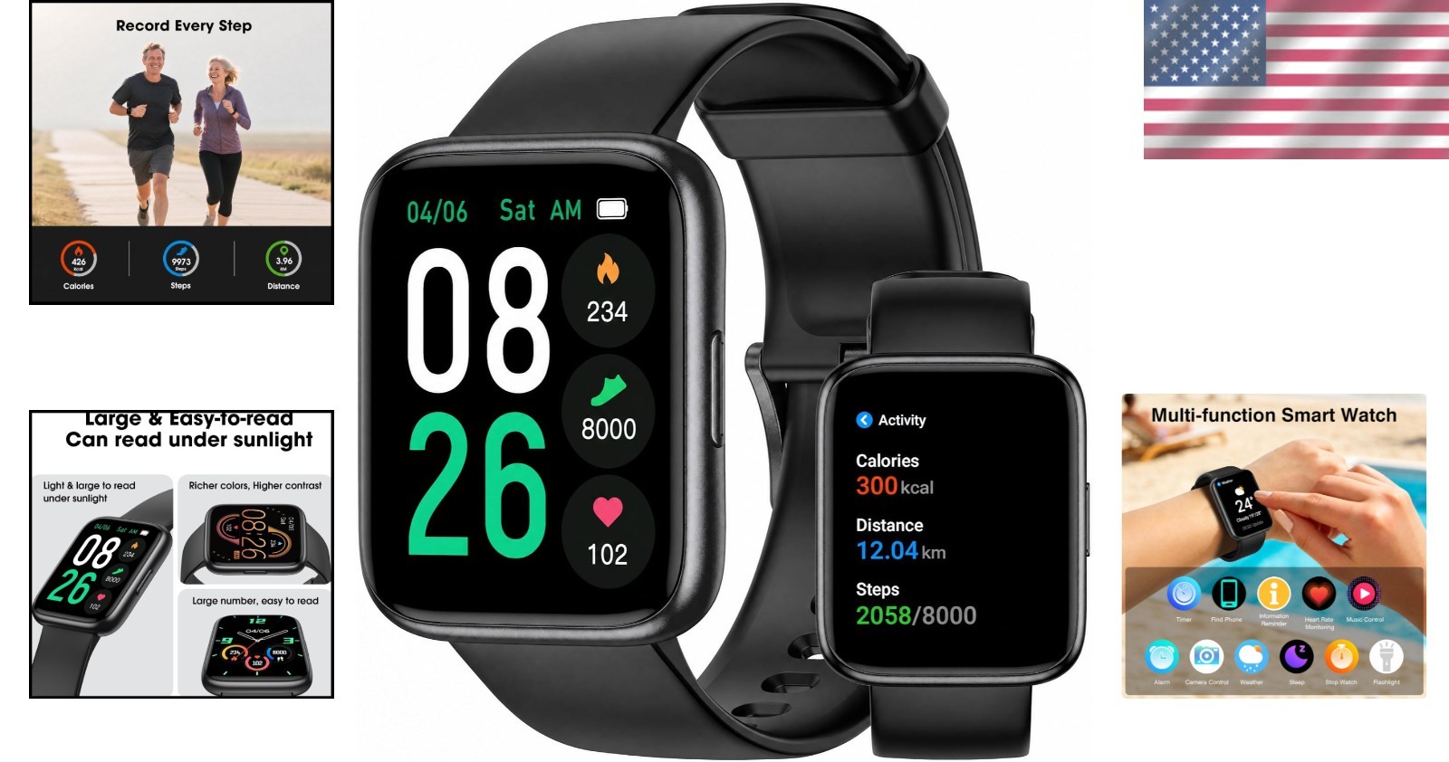 Pedometer Watch Senior Friendly No App/Phone Required, Waterproof Fitness Tra…