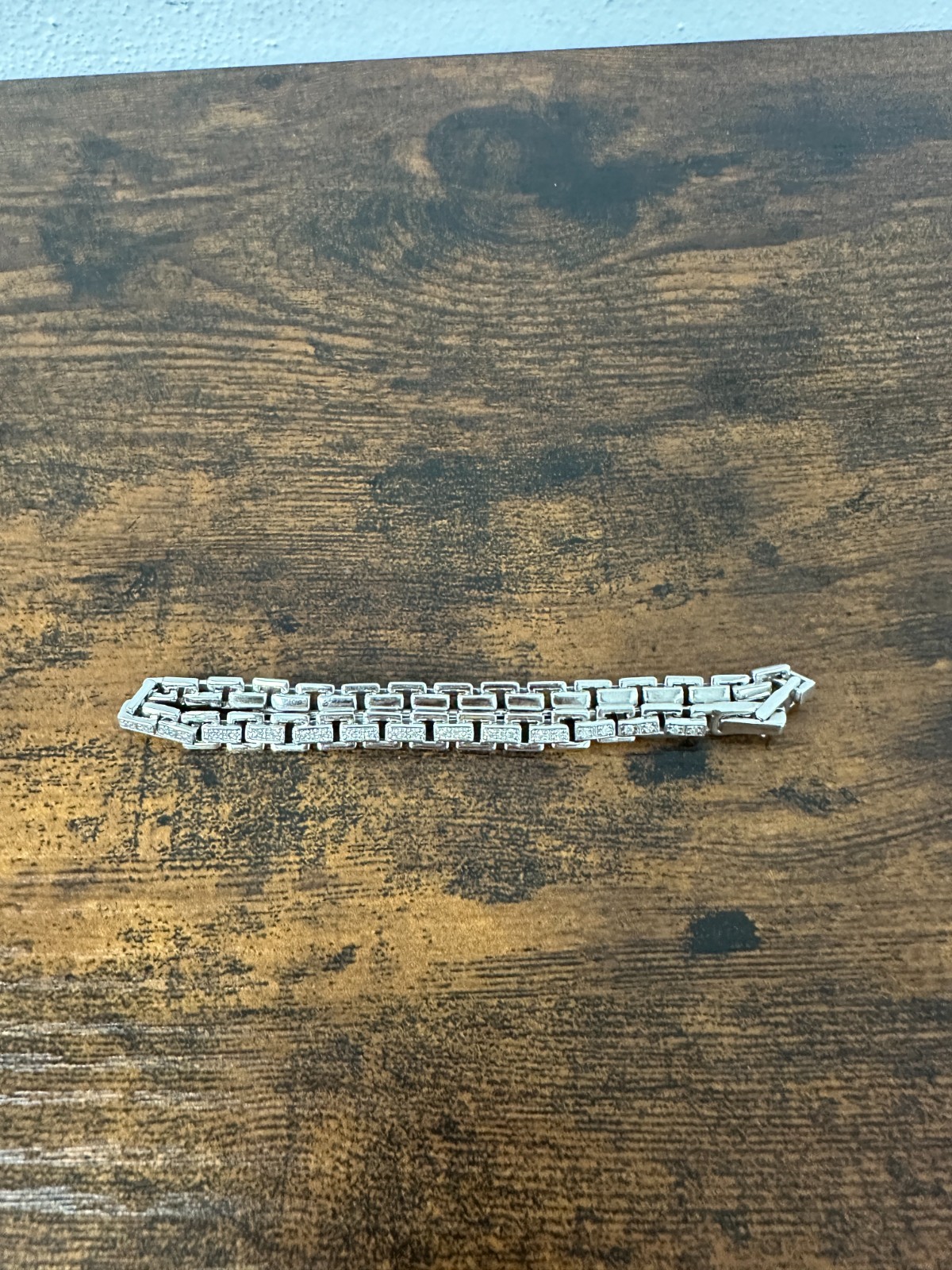 The Diamond Store London Diamond Rectangular Link Tennis Bracelet 925 Silver