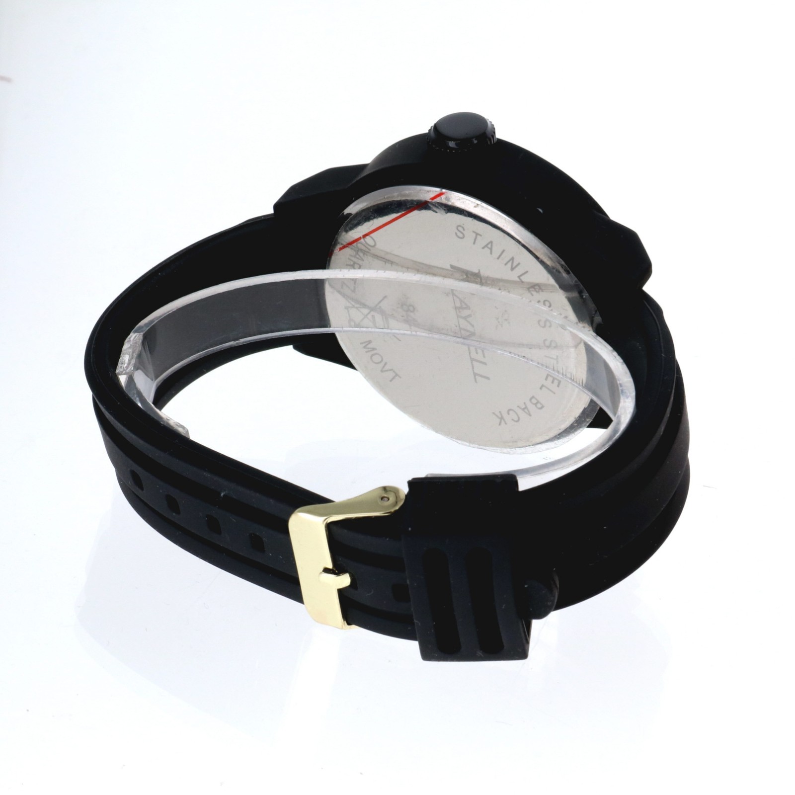 Men’s Raynell Designer Style Black Matt Finish Bezel Black Silicone Band 50mm