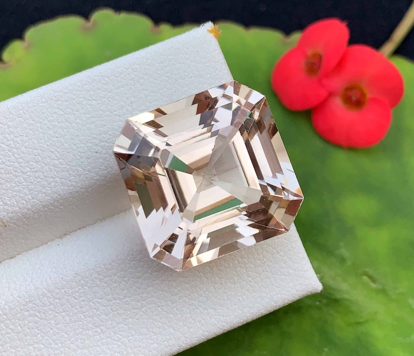 Certified 40.55 Ct Natural Light Golden Color Topaz Asscher Cut Loose Gemstone