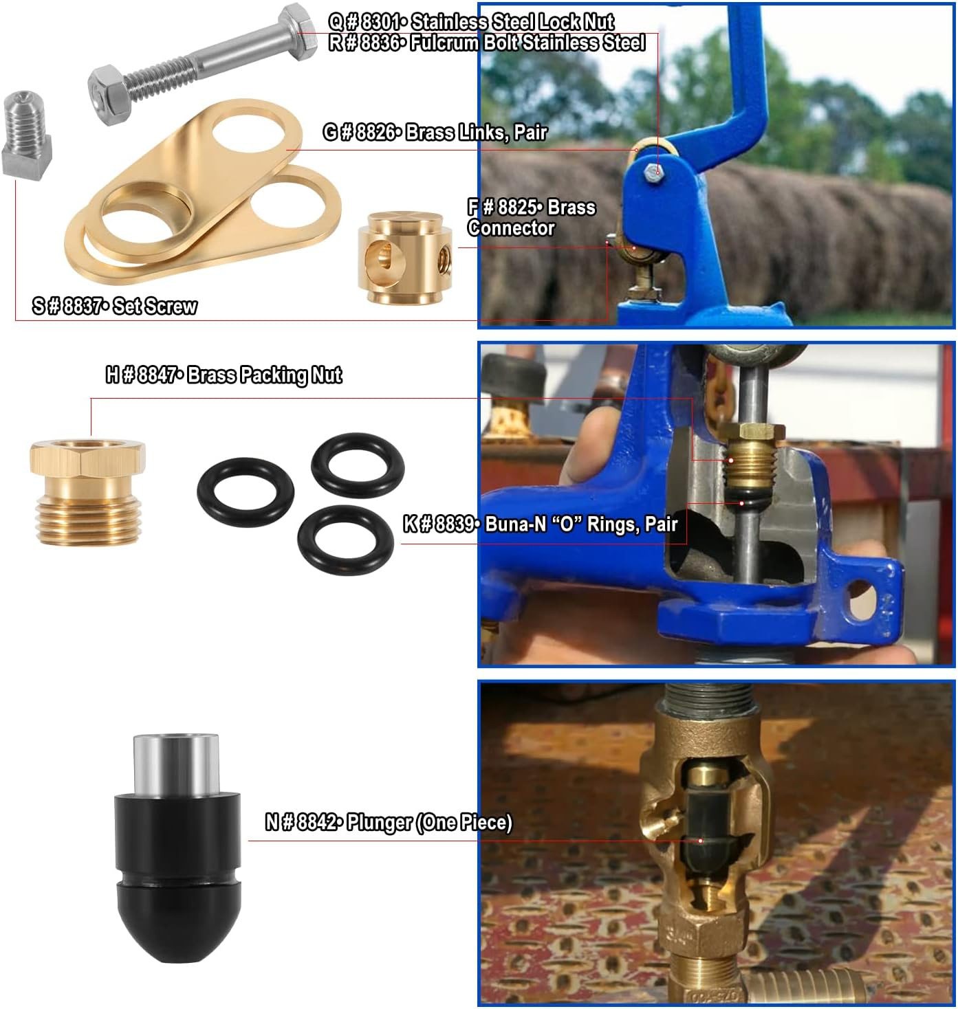 850 Sb Parts Kit Yard Water Hydrant Repair Kits & 8842 Plunger Fit for Simmons 8
