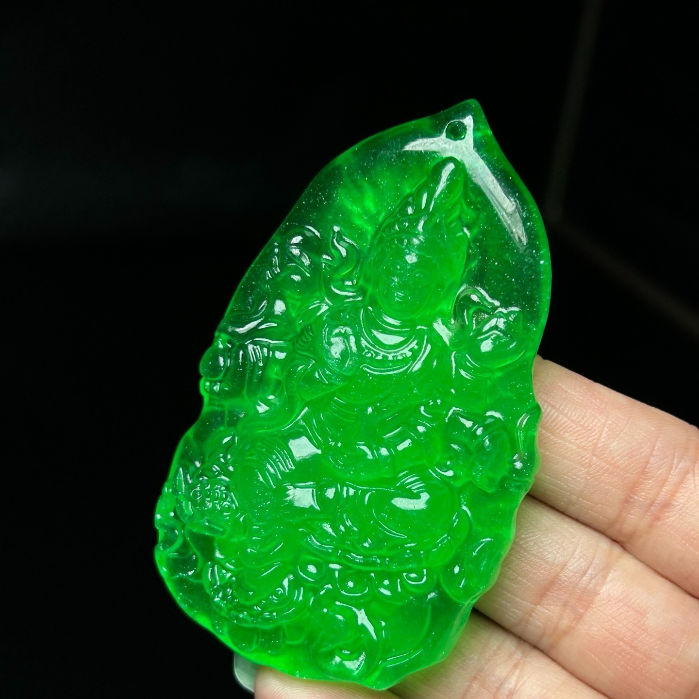 Natural ice Burmese Jade Jadeite Carved dragon kwan-yin lucky Pendant&Necklaces