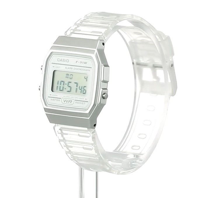 CASIO F-91WS-7JH Classic Digital Watch Clear White Skeleton Japan New