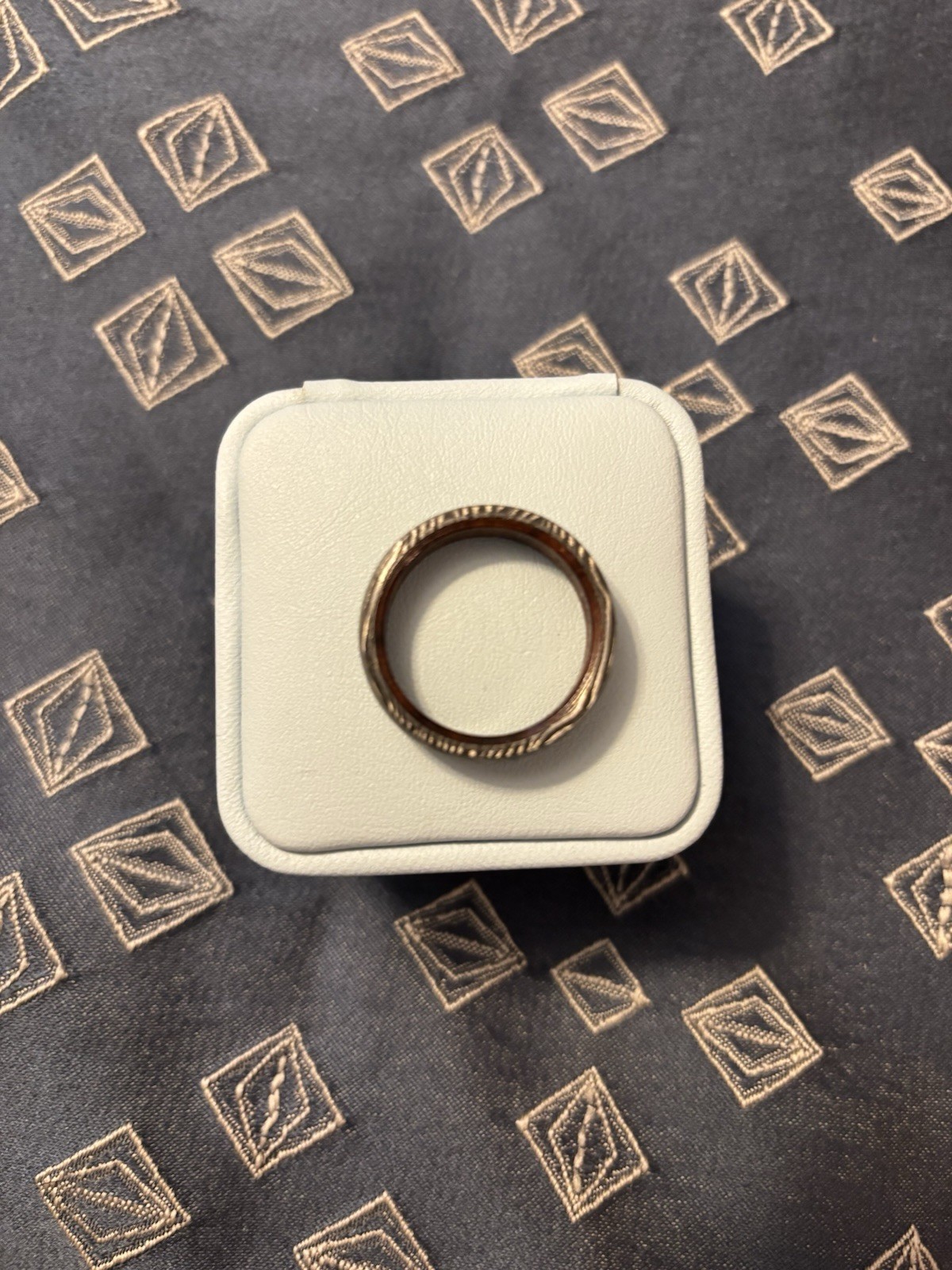 Damascus Wood Wedding Band Men Size: 13 1/4 US Ring Width 6mm Stainless Steel