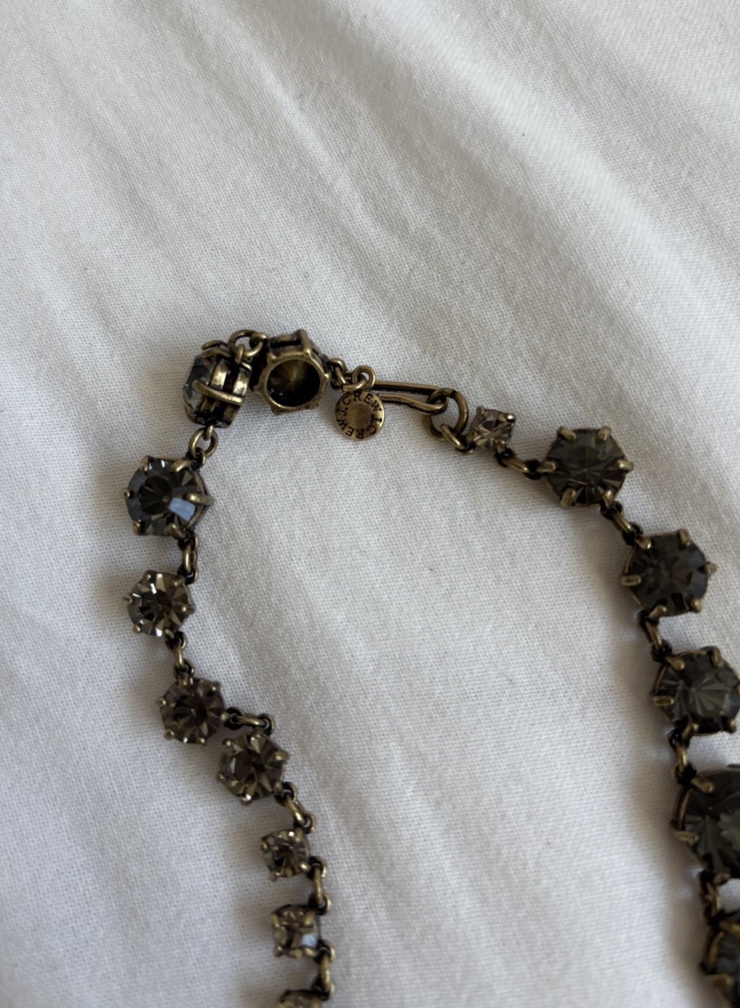 J. Crew Charcoal Gray Rhinestone Crystal Necklace Long Sparkle Jewel Bling