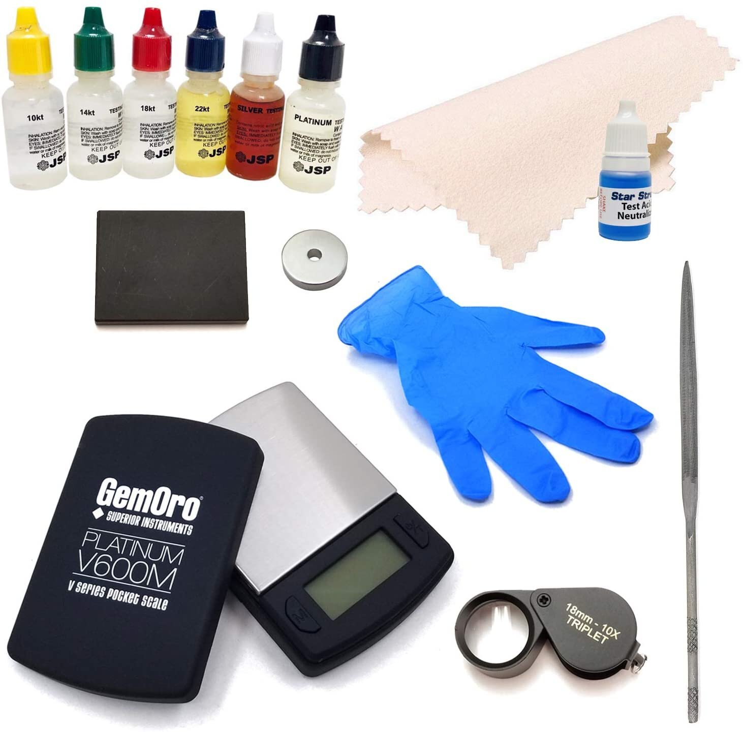Gold Silver Gemstone Solution Testing KIT LOUPE Electronic Scale Files Stone…