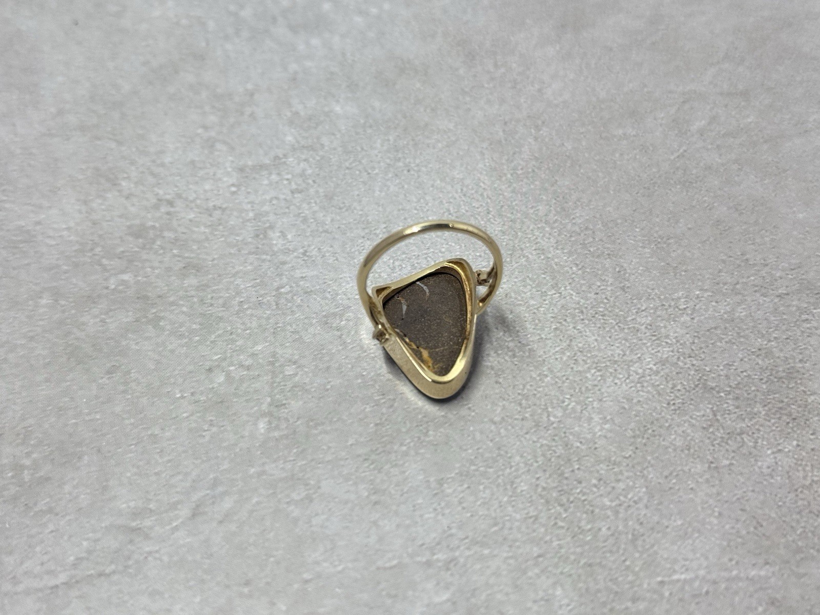 Natural Australian boulder opal with A 14k Gold ring And Diamonds. Ring size 8.
