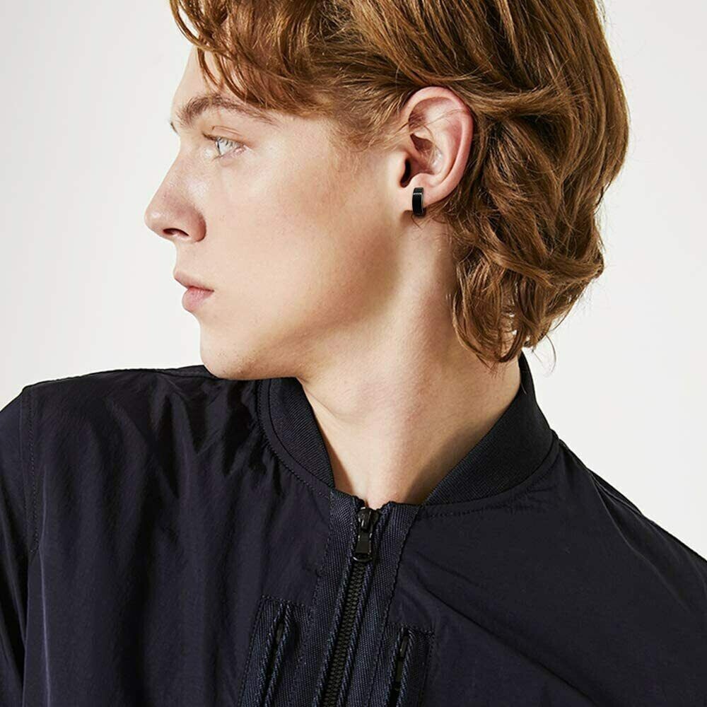 2Pcs 4mm Women Men Stainless Steel Round Small Hinged Hoop Huggie Ear Earrings