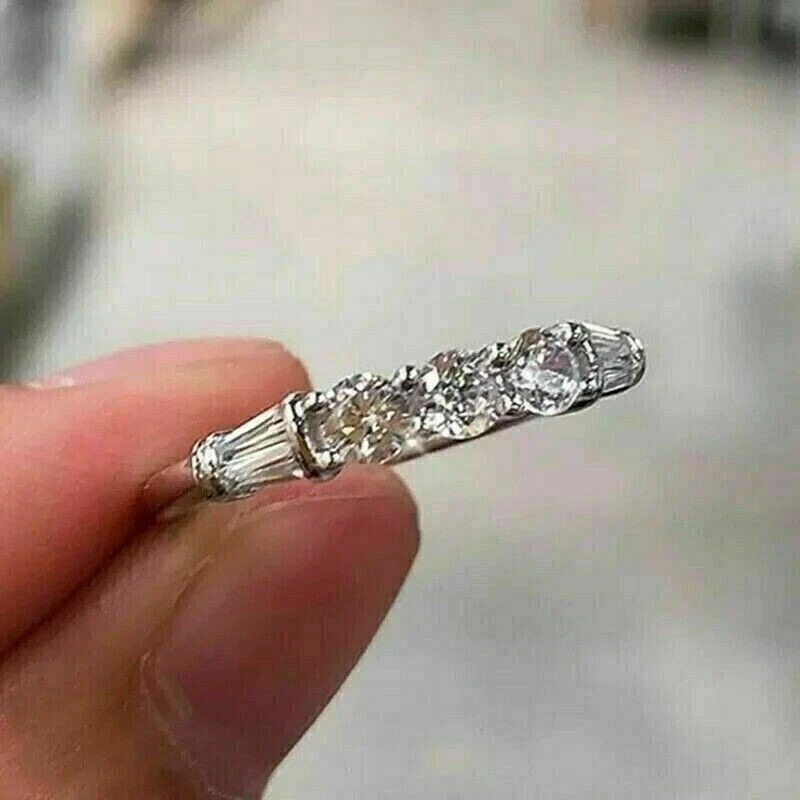 14K White Gold Plated 1.50 Ct Round Lab Created Diamond 5-Stone Engagement Ring