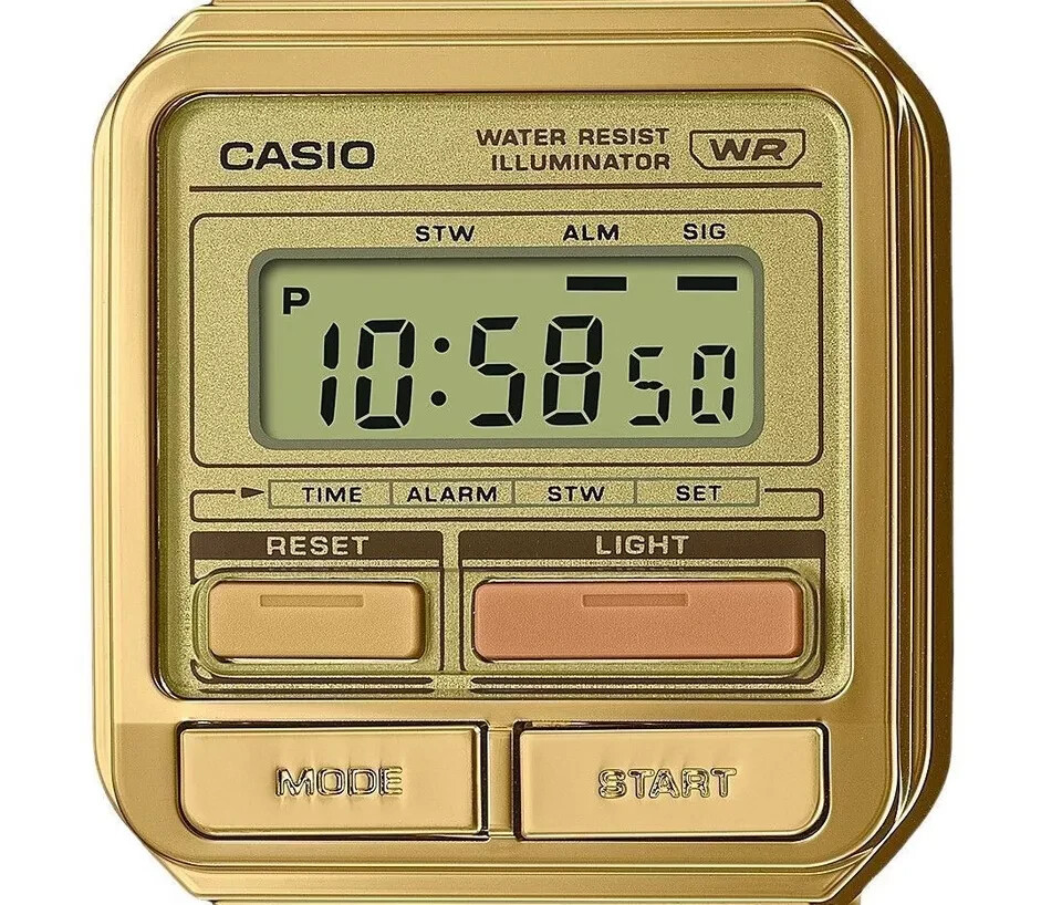 Casio Standard A120WEG-9A Gold Classic Retro Colorful Front Buttons