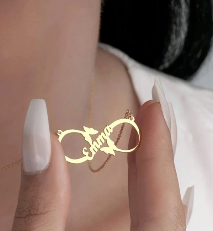 Personalized Name Double Butterfly Necklace Charm Pendant Wedding Jewelry Gift