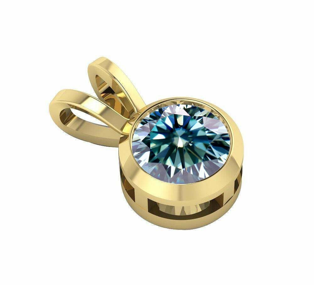 Certified 6.45 Ct Treated Blue Diamond Solitaire Pendant Amazing Shine & Luster